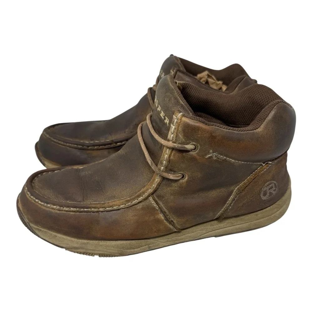 🔥Roper Mens 🤑 distressed Leather‎ Chukka Driving Mocs Western Casual Shoes 12